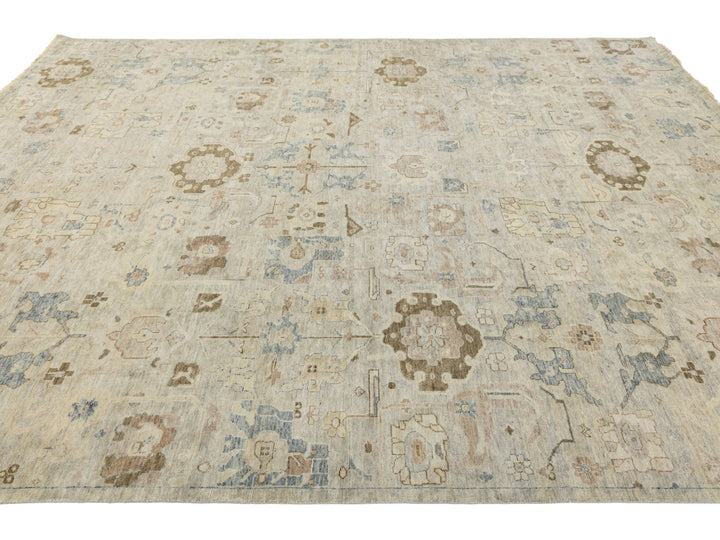 Modern Oushak Wool Rug 10 X 14