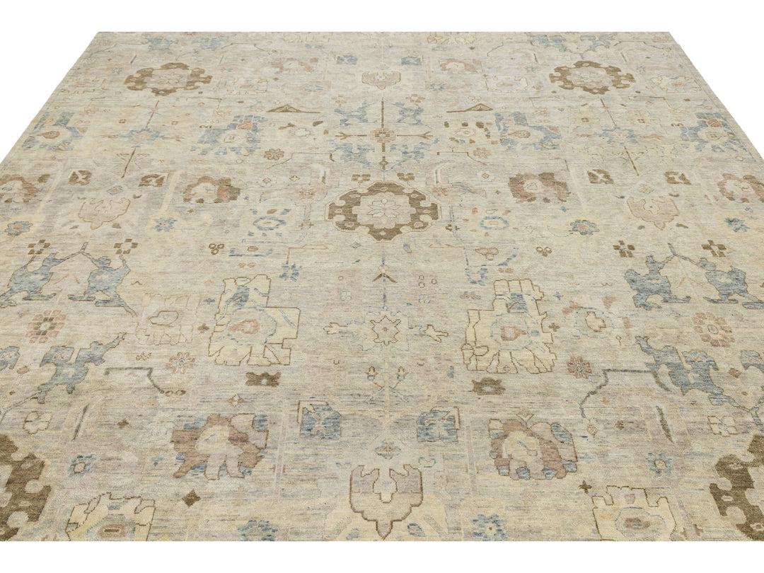Modern Oushak Wool Rug 10 X 14