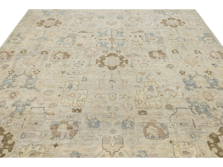 Modern Oushak Wool Rug 10 X 14