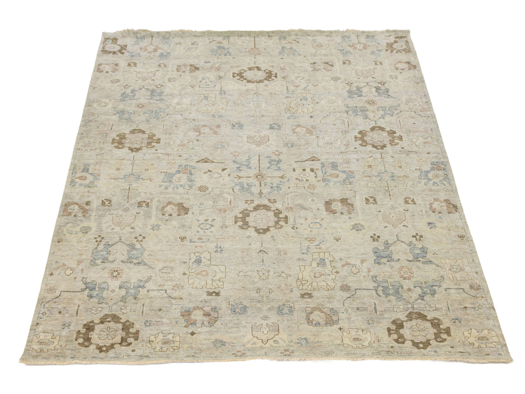 Modern Oushak Wool Rug 10 X 14