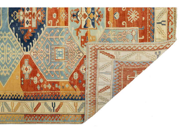 Antique Kazak Wool Rug 7 X 9