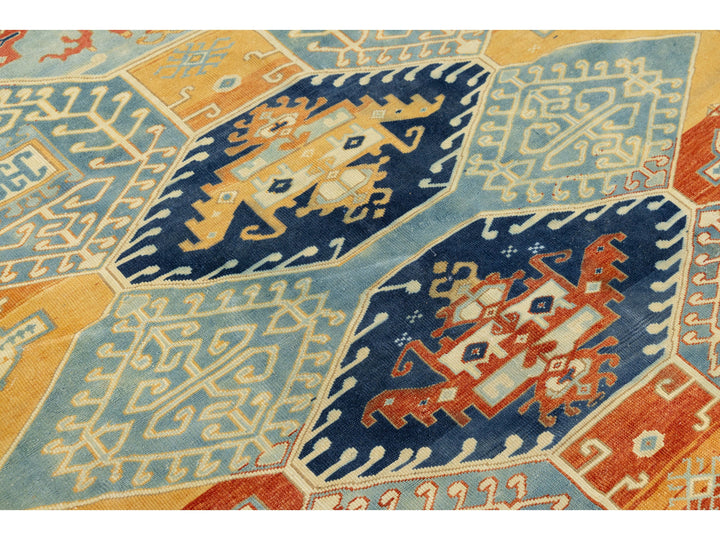 Antique Kazak Wool Rug 7 X 9