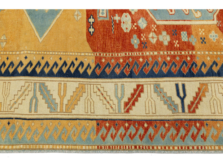 Antique Kazak Wool Rug 7 X 9