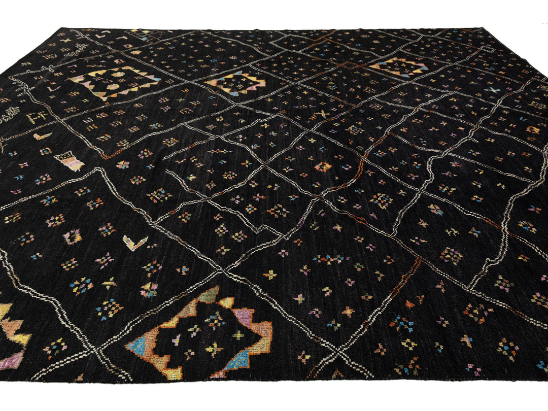 Modern Moroccan Wool Rug 12 X 15