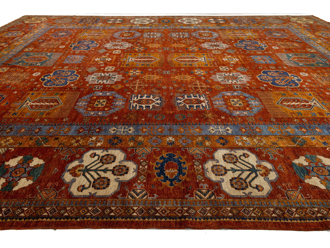 Modern Turkmen Wool Rug 17 X 21