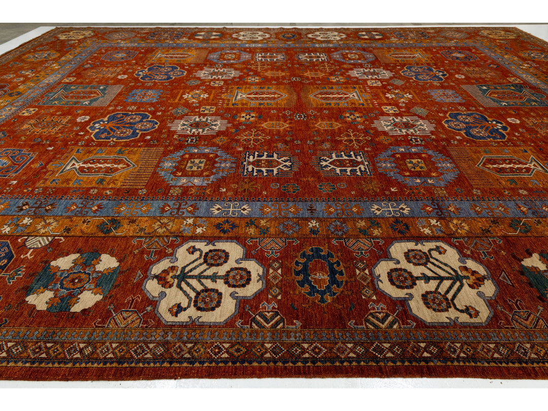Modern Turkmen Wool Rug 17 X 21