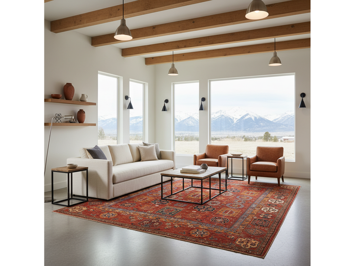 Modern Turkmen Wool Rug 17 X 21