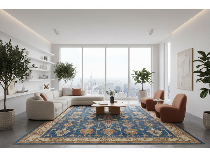 Modern Turkish Oushak Wool Rug 16 X 26