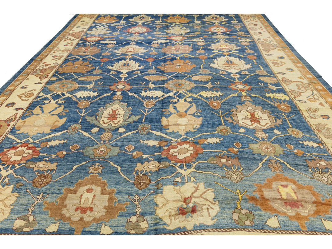 Modern Turkish Oushak Wool Rug 16 X 26
