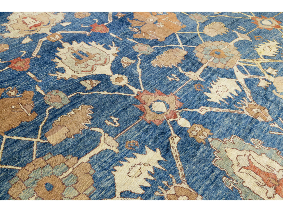 Modern Turkish Oushak Wool Rug 16 X 26