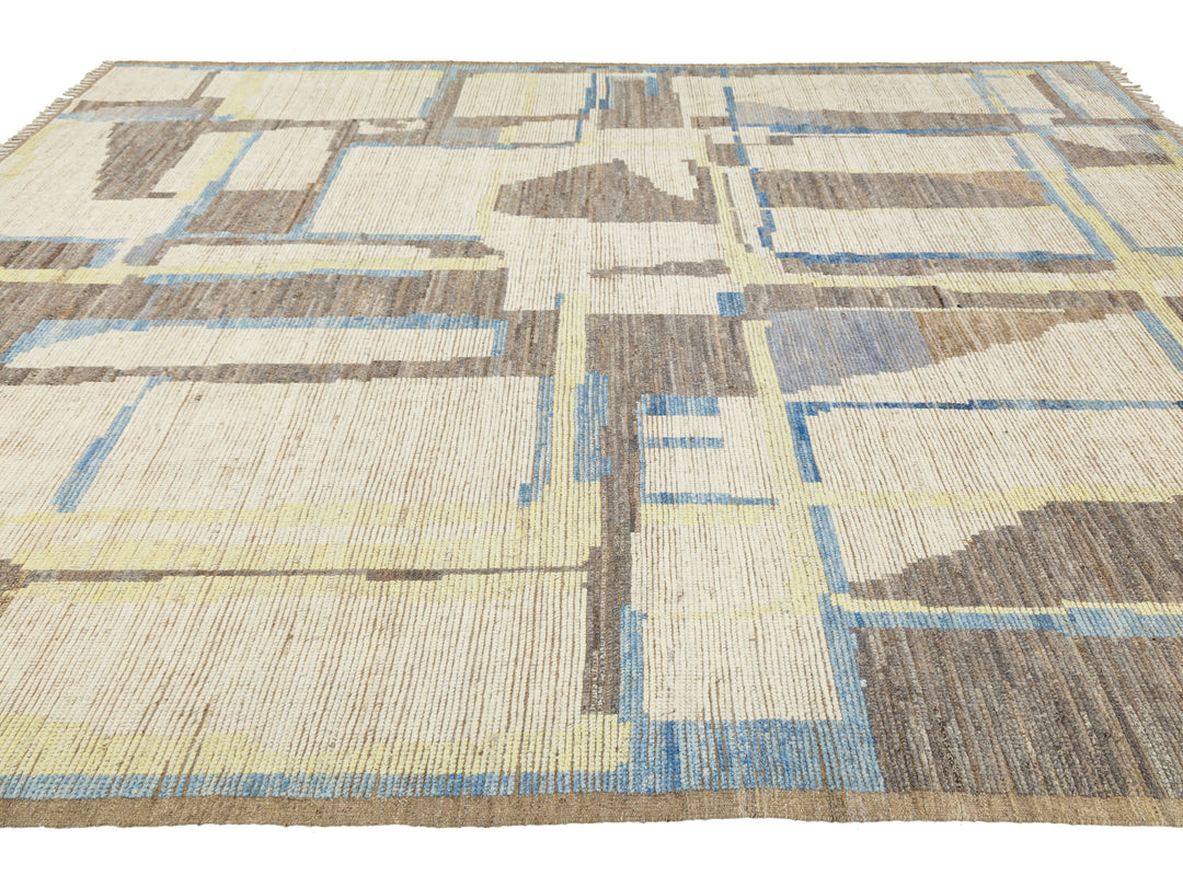Modern Moroccan Wool Rug 10 X 13