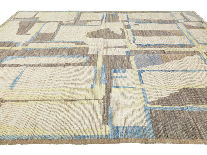 Modern Moroccan Wool Rug 10 X 13