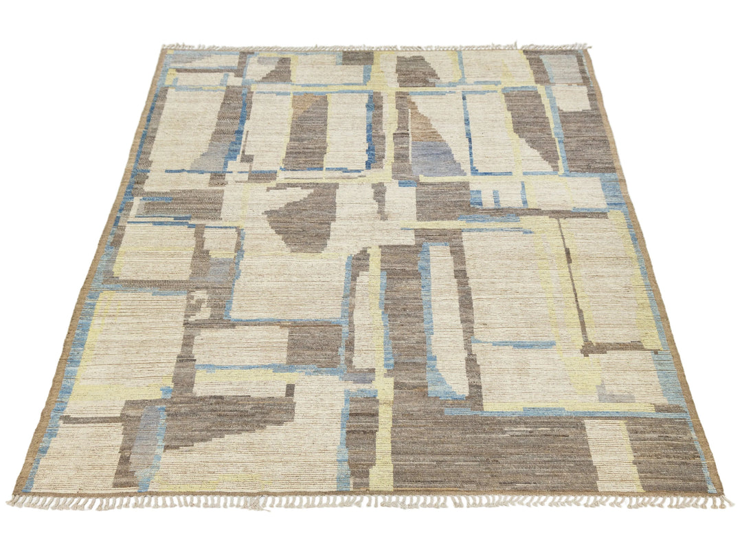 Modern Moroccan Wool Rug 10 X 13