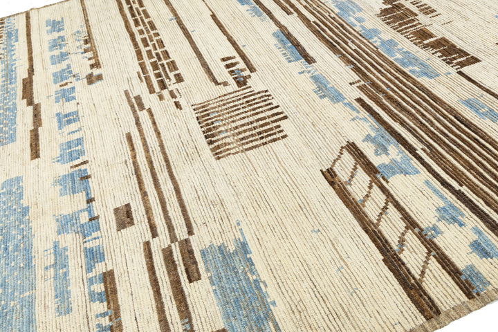 Modern Moroccan Wool Rug 10 X 13