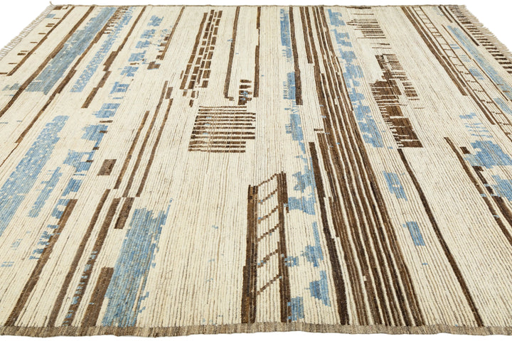 Modern Moroccan Wool Rug 10 X 13