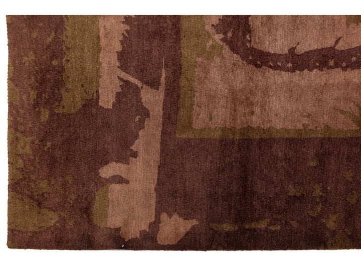 Modern Tibetan Wool and Silk Square Rug 9 X 9