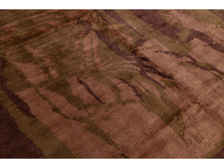 Modern Tibetan Wool and Silk Square Rug 9 X 9