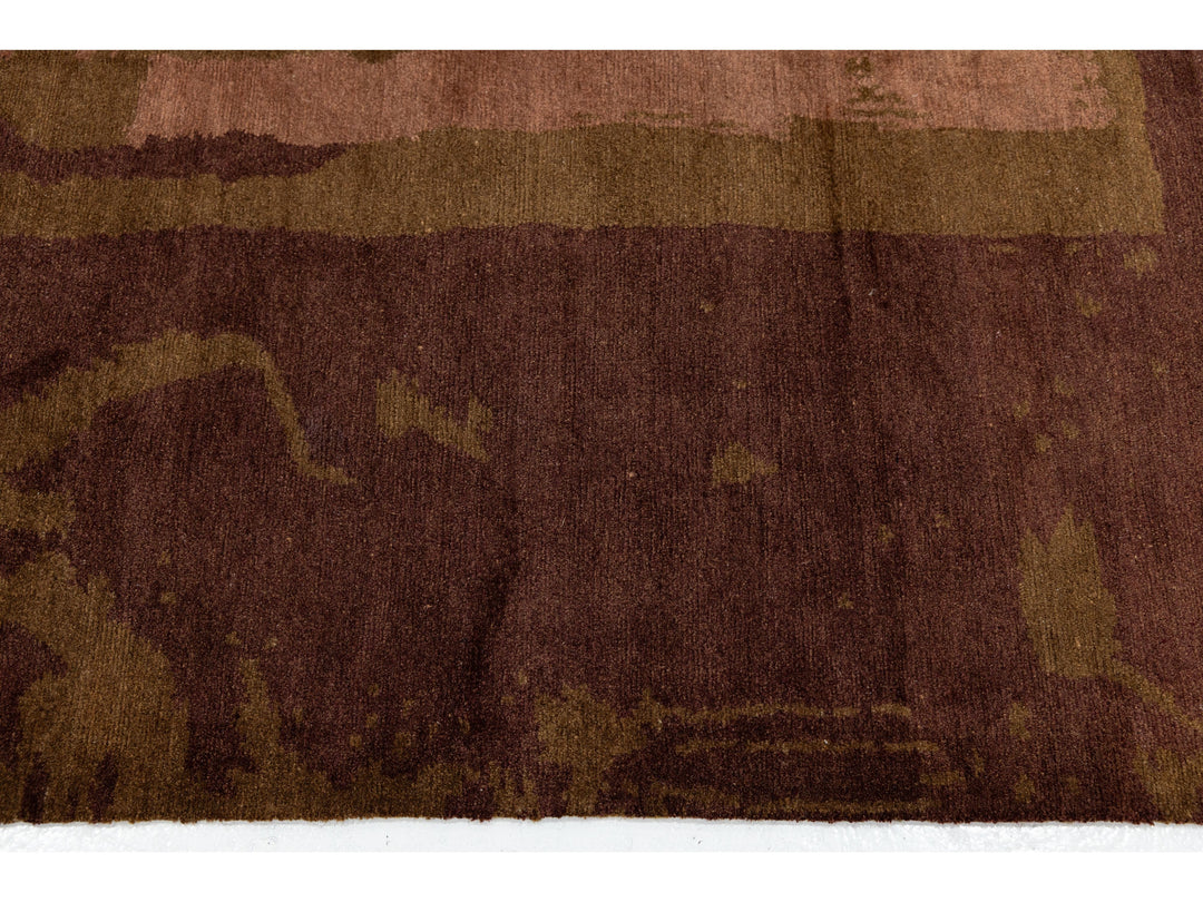 Modern Tibetan Wool and Silk Square Rug 9 X 9