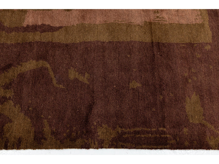 Modern Tibetan Wool and Silk Square Rug 9 X 9