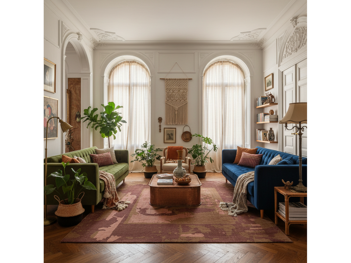 Modern Tibetan Wool and Silk Square Rug 9 X 9