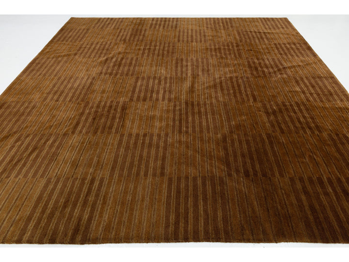 Modern Tibetan Wool and Silk Square Rug 10 X 10