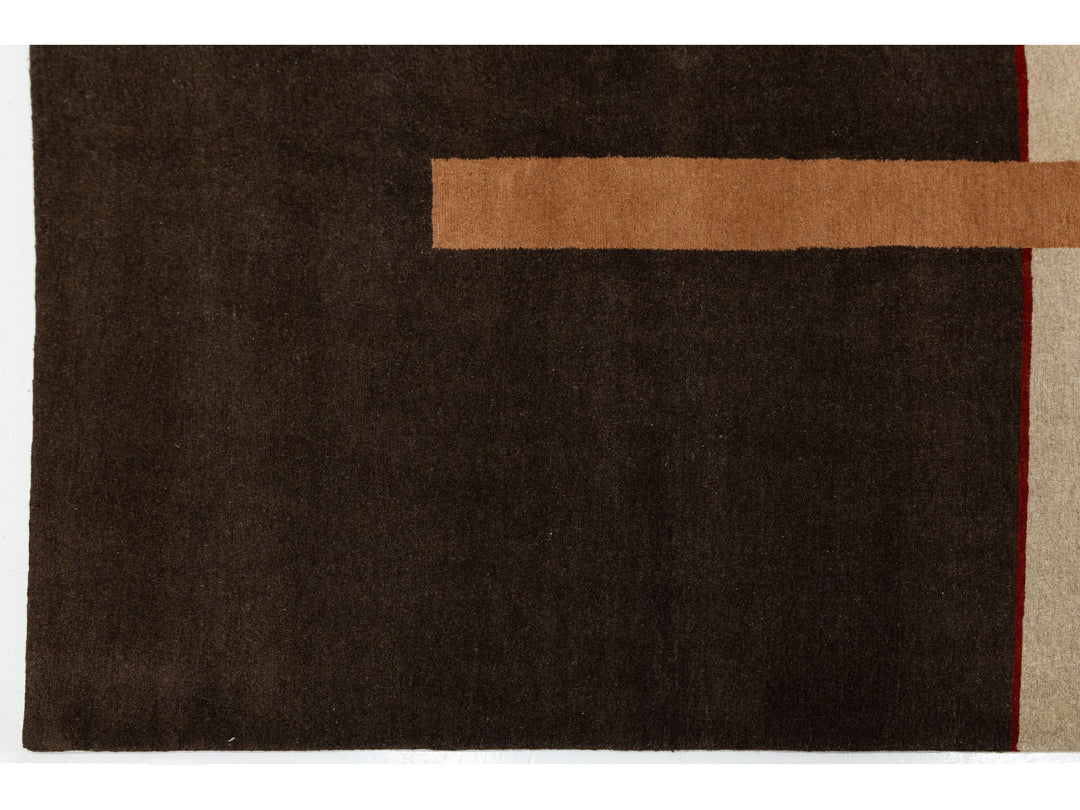 Modern Tibetan Wool and Silk Square Rug 10 X 10