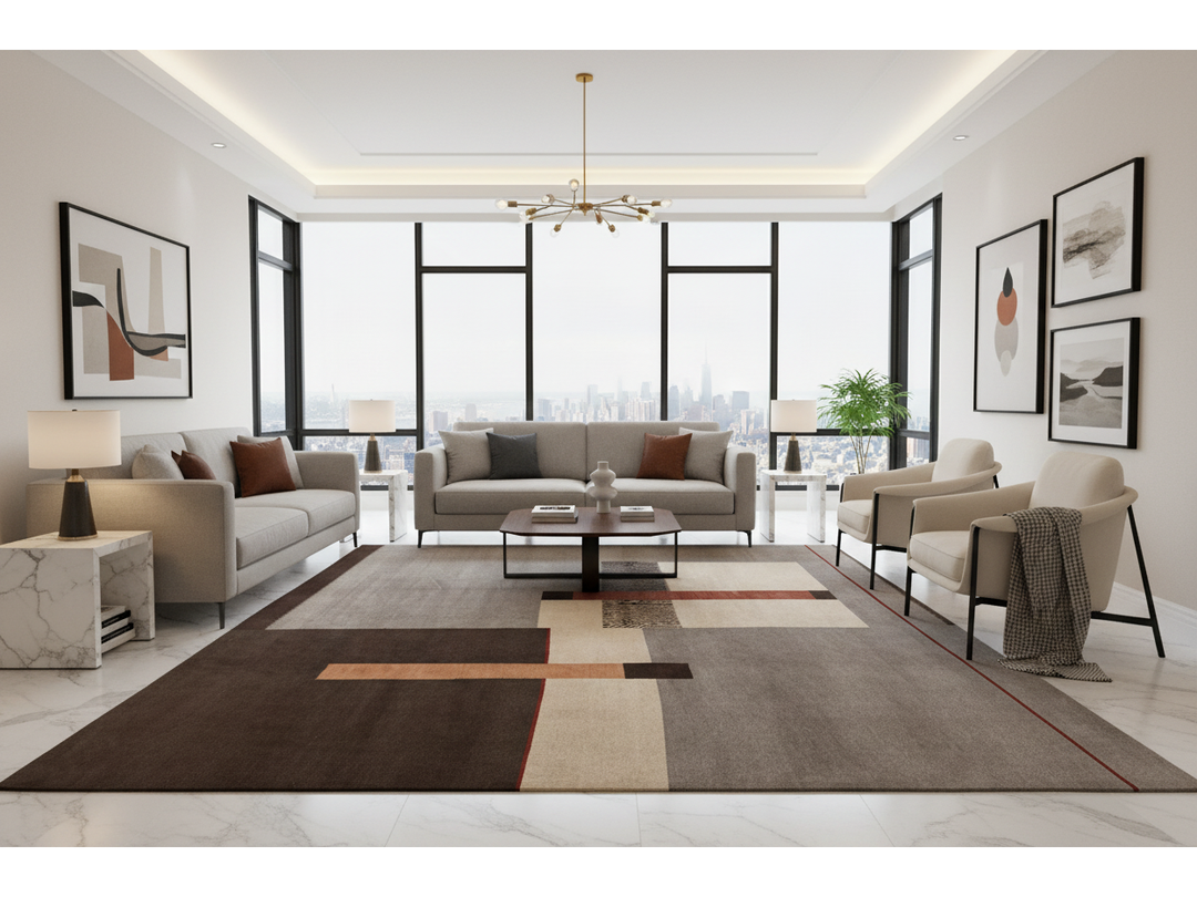 Modern Tibetan Wool and Silk Square Rug 10 X 10