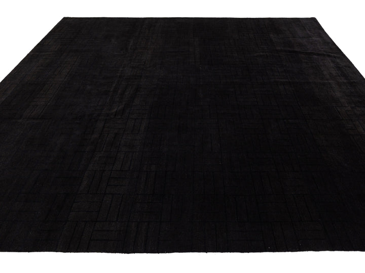 Modern Tibetan Wool and Silk Square Rug 10 X 10