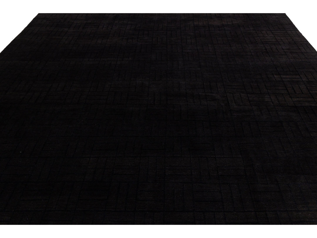 Modern Tibetan Wool and Silk Square Rug 10 X 10