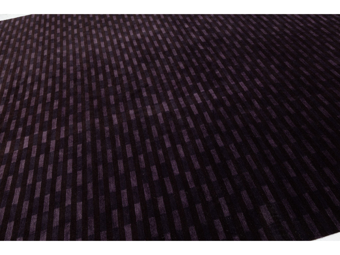 Modern Tibetan Wool and Silk Rug 10 X 13