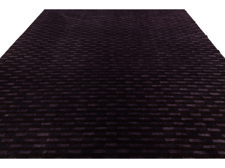 Modern Tibetan Wool and Silk Rug 10 X 13