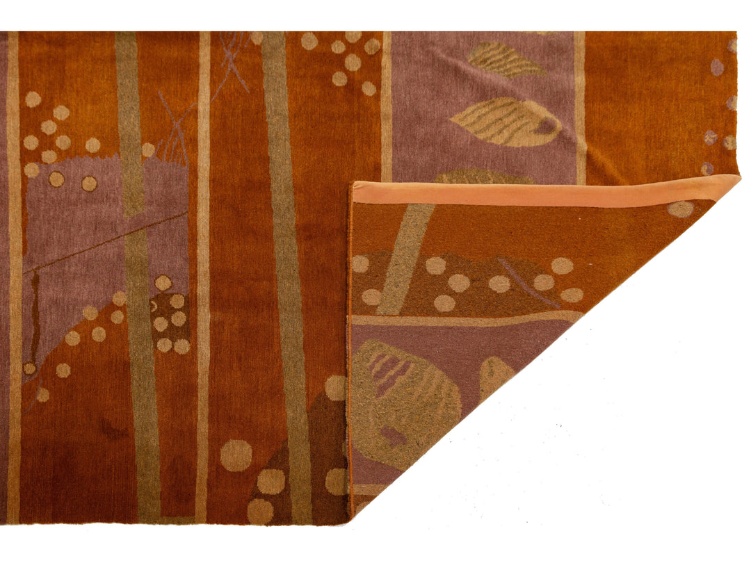 Modern Tibetan Wool and Silk Square Rug 9 X 9