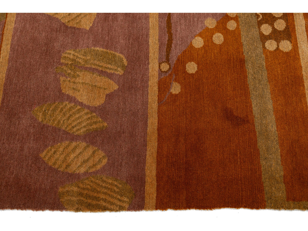 Modern Tibetan Wool and Silk Square Rug 9 X 9