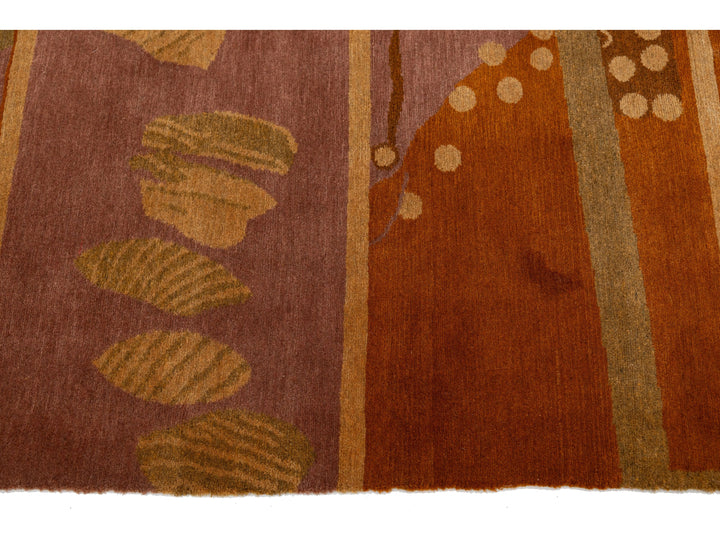 Modern Tibetan Wool and Silk Square Rug 9 X 9