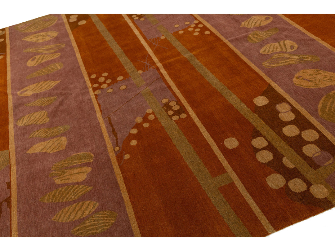 Modern Tibetan Wool and Silk Square Rug 9 X 9