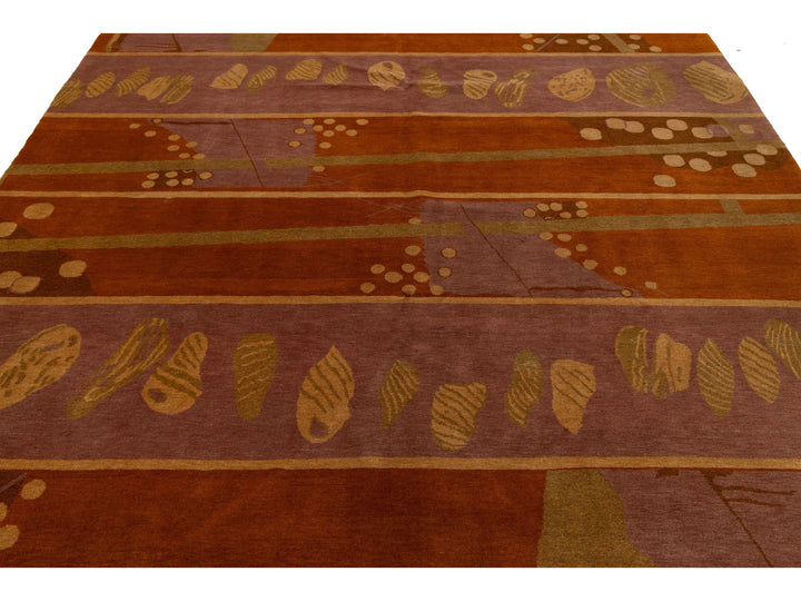 Modern Tibetan Wool and Silk Square Rug 9 X 9