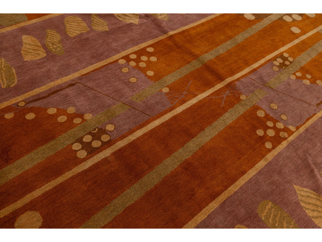 Modern Tibetan Wool and Silk Square Rug 9 X 9