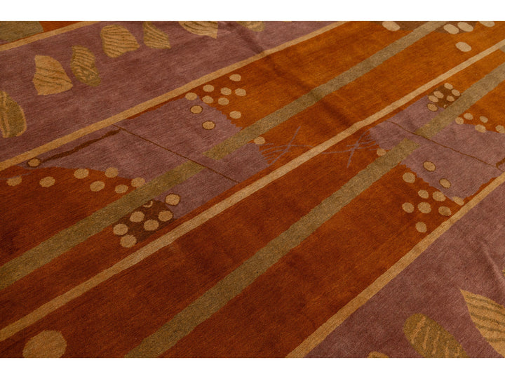 Modern Tibetan Wool and Silk Square Rug 9 X 9