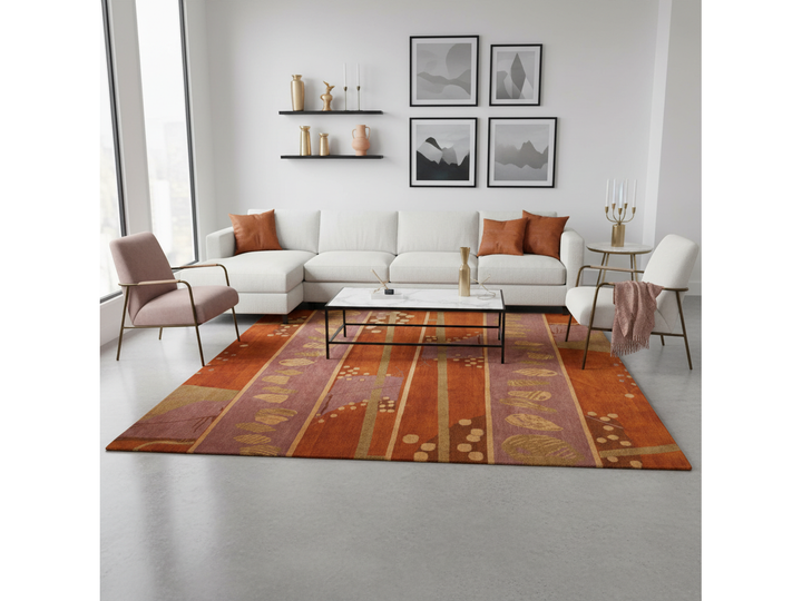 Modern Tibetan Wool and Silk Square Rug 9 X 9