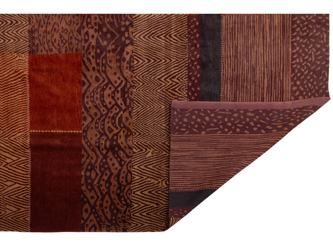 Modern Tibetan Wool and Silk Square Rug 12 X 12