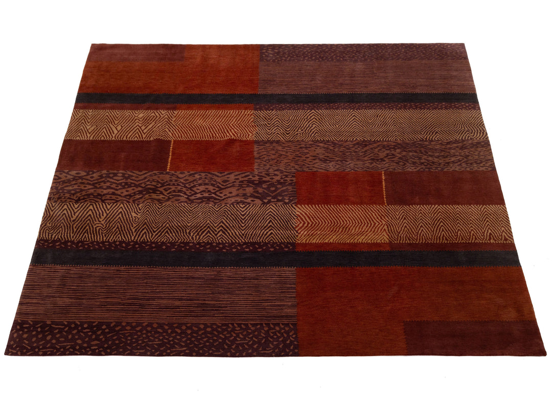 Modern Tibetan Wool and Silk Square Rug 12 X 12