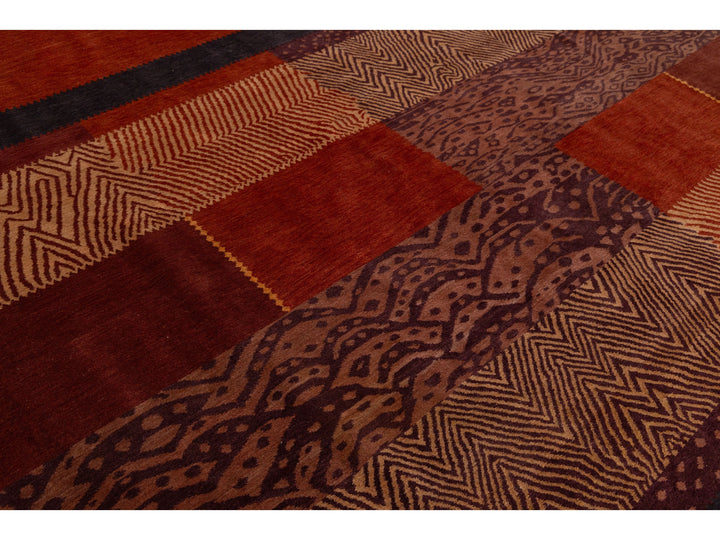 Modern Tibetan Wool and Silk Square Rug 12 X 12