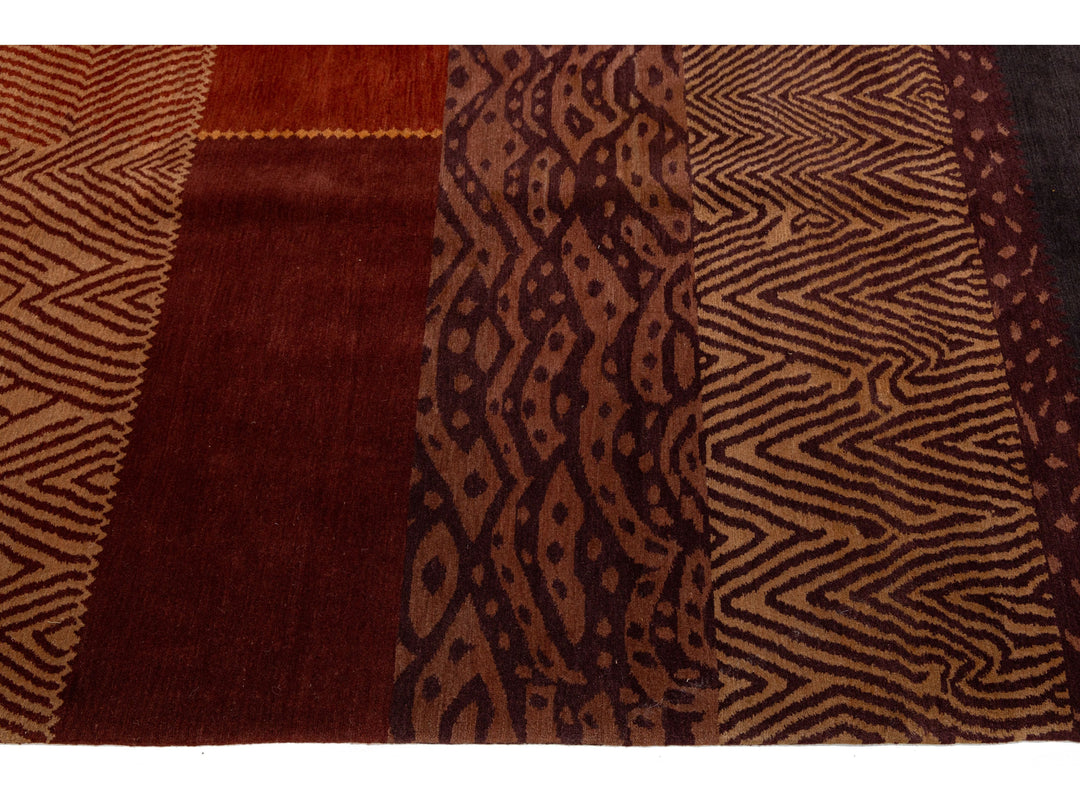 Modern Tibetan Wool and Silk Square Rug 12 X 12