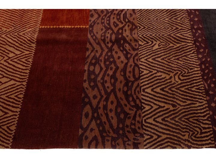 Modern Tibetan Wool and Silk Square Rug 12 X 12