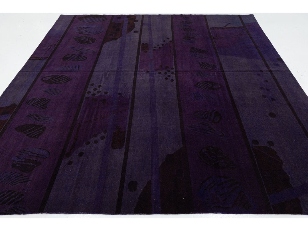 Modern Tibetan Wool and Silk Square Rug 9 X 9
