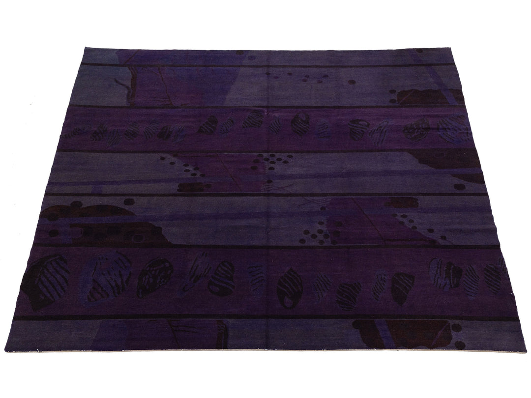 Modern Tibetan Wool and Silk Square Rug 9 X 9