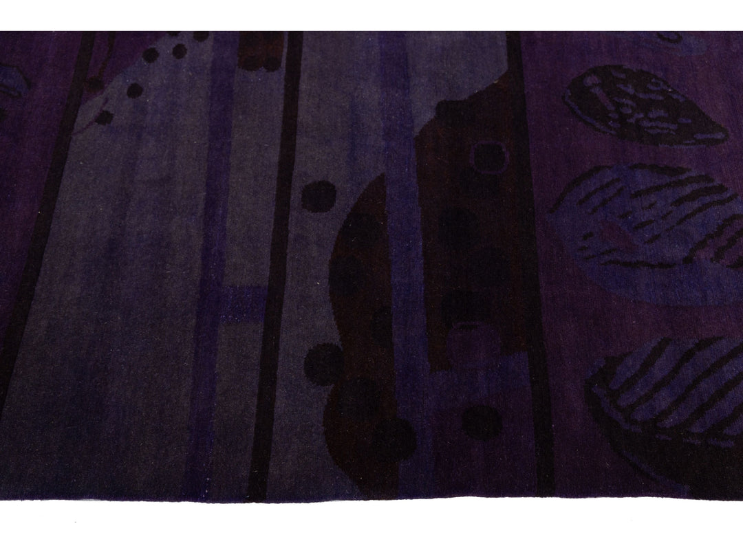 Modern Tibetan Wool and Silk Square Rug 9 X 9