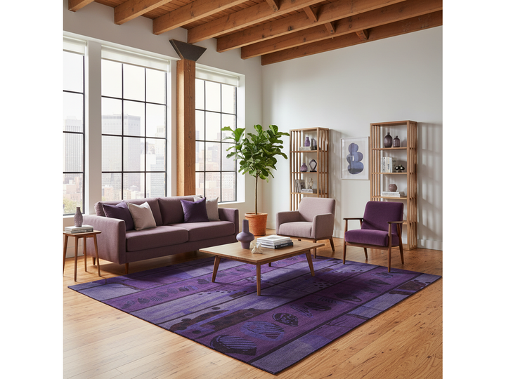 Modern Tibetan Wool and Silk Square Rug 9 X 9