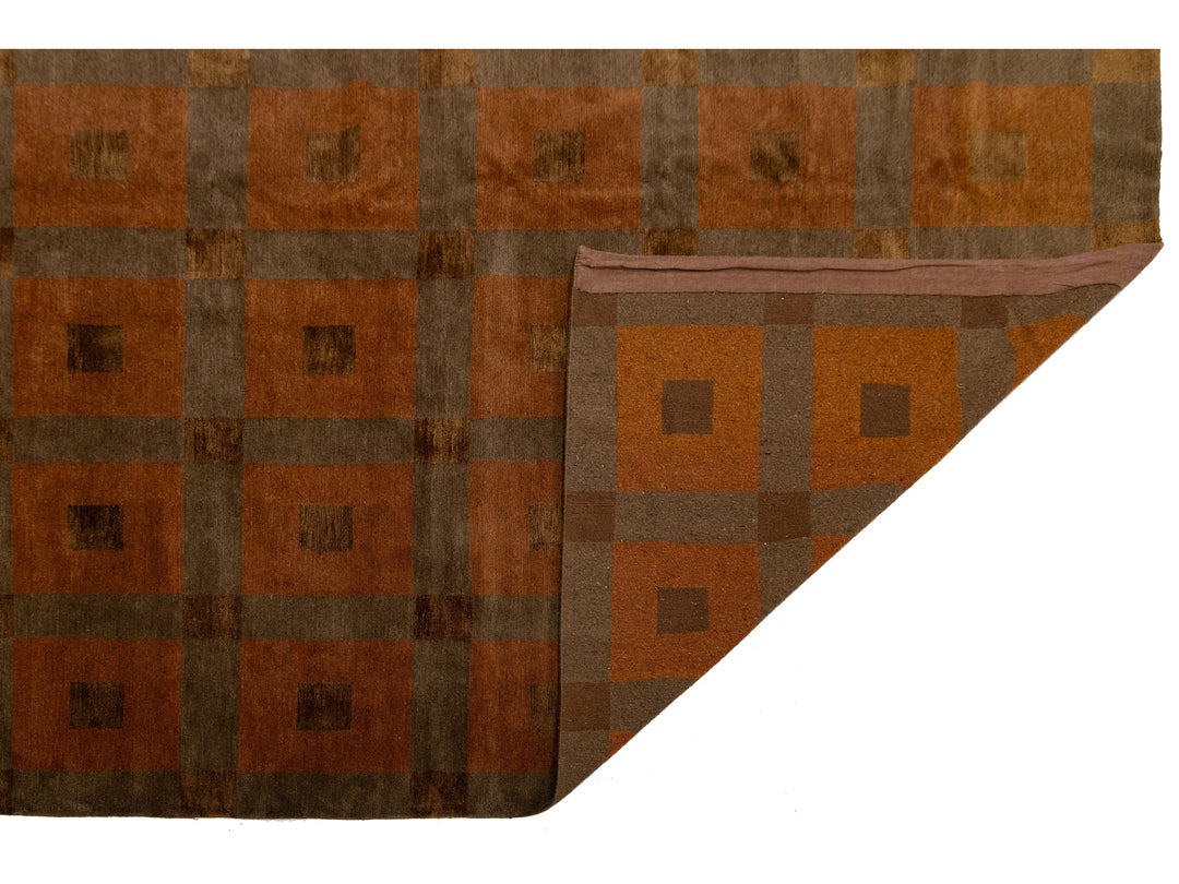 Modern Tibetan Wool and Silk Rug 13 X 16