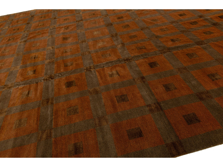 Modern Tibetan Wool and Silk Rug 13 X 16